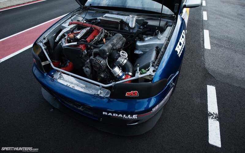 Blue Race Car Engine — Dramatic, Photograph