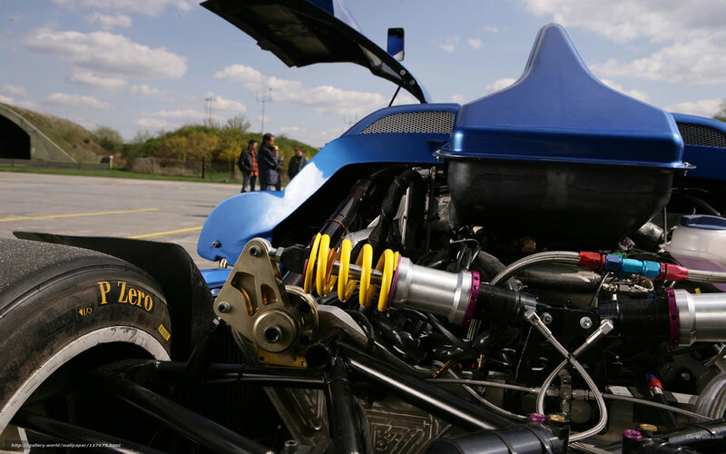 blue race car engine