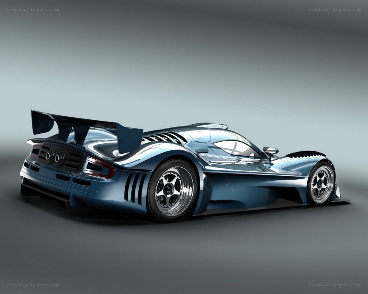 blue race car from side
