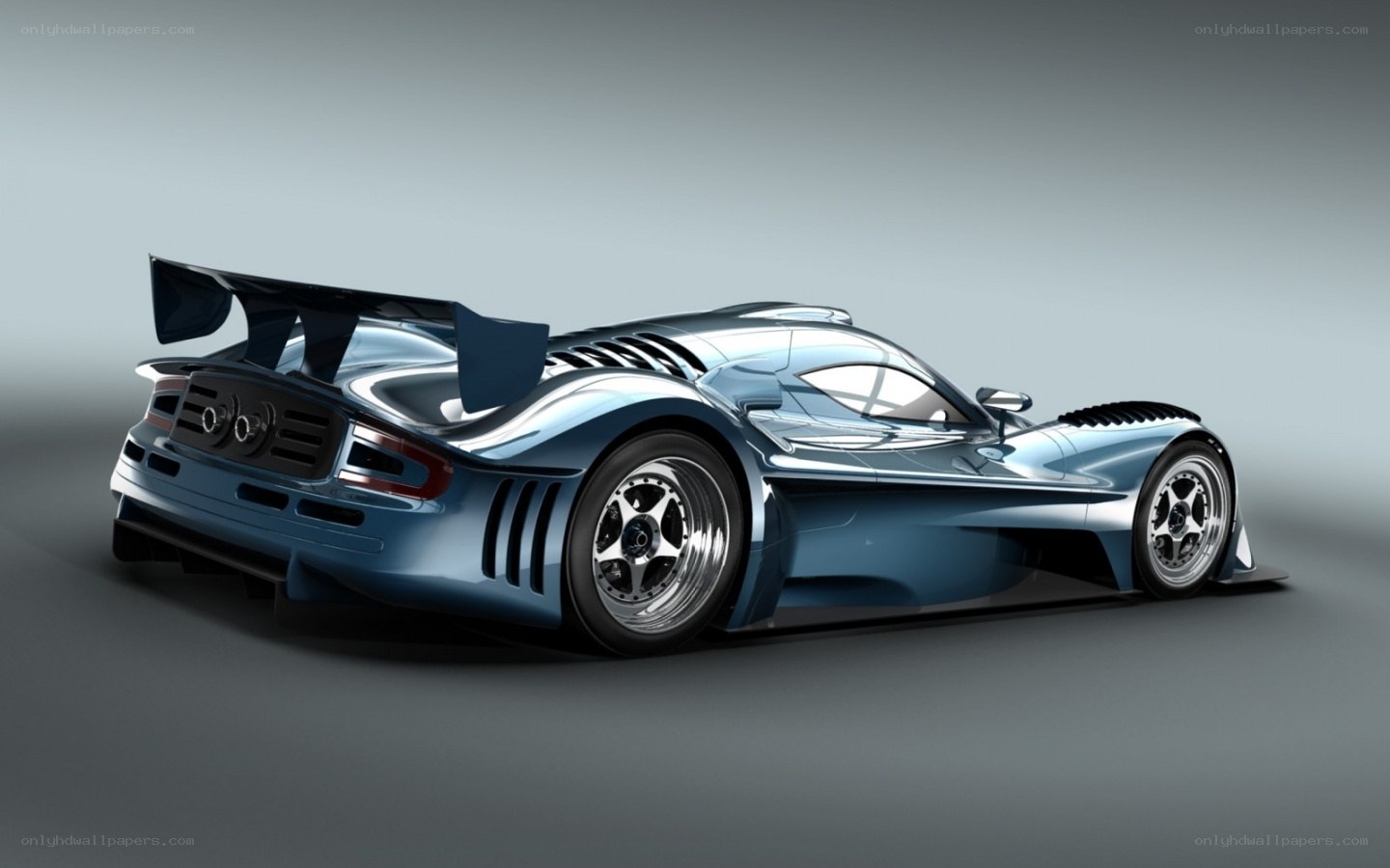 blue race car from side