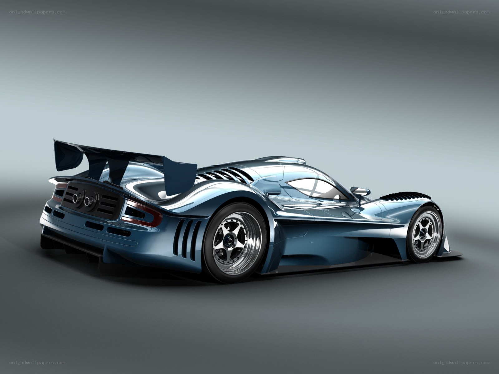 blue race car from side