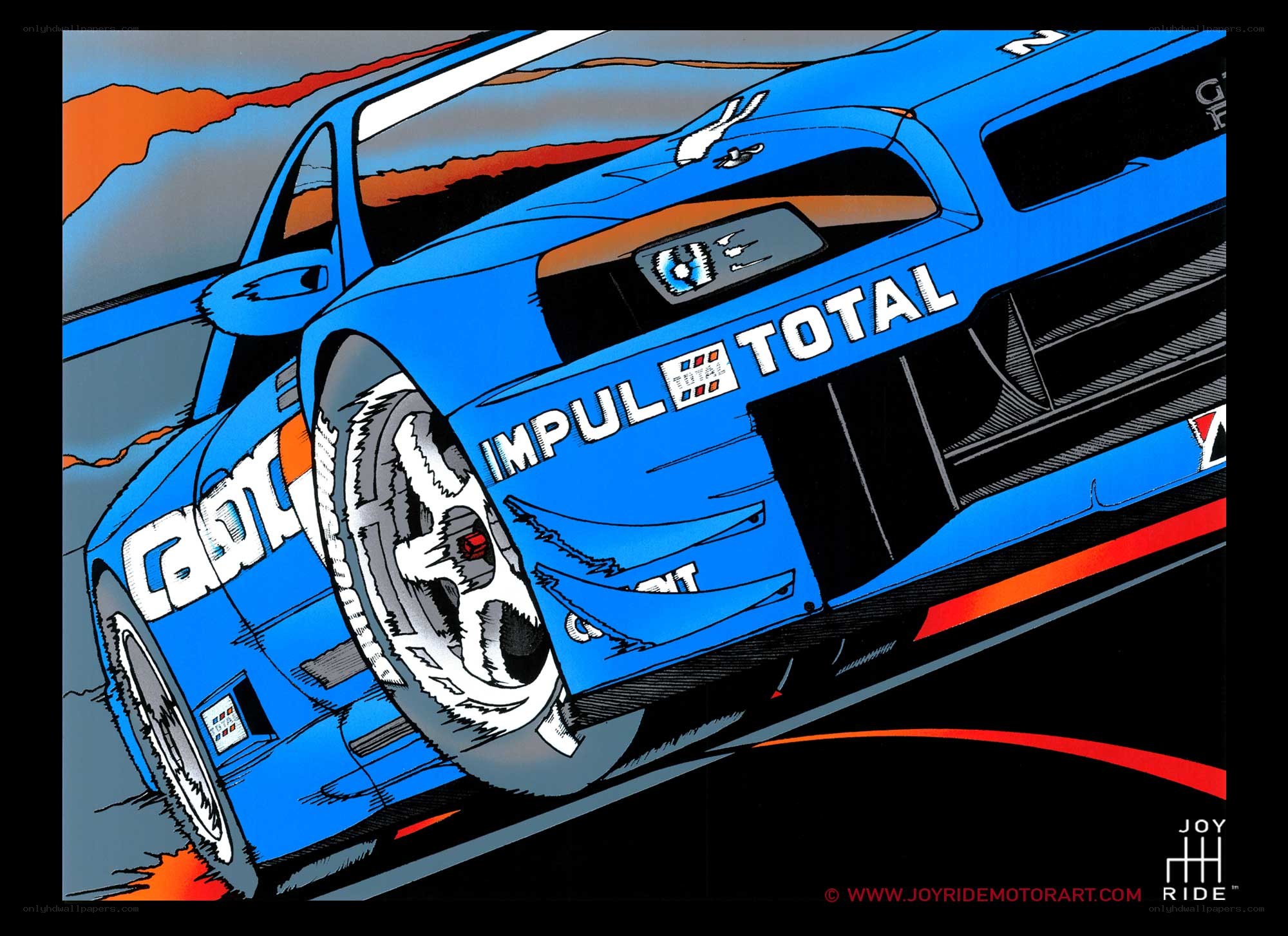 blue race car illustration
