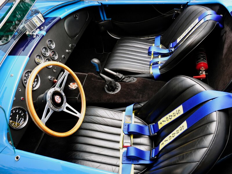 blue race car interior