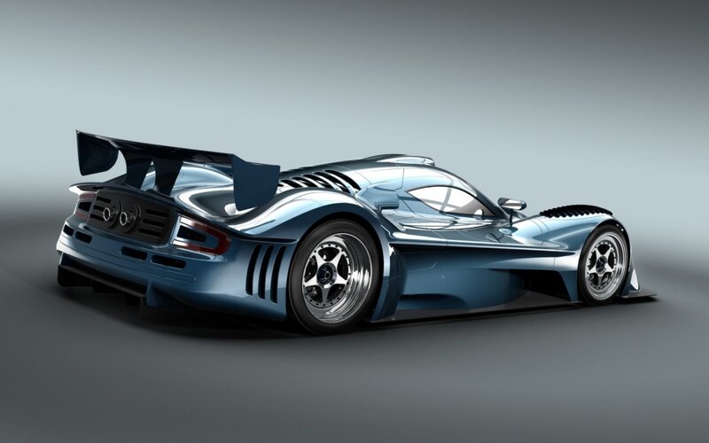 Blue Race Car — Neutral, 3d Render, Rear Wing