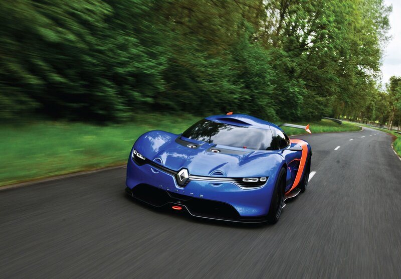 Blue race car on a road