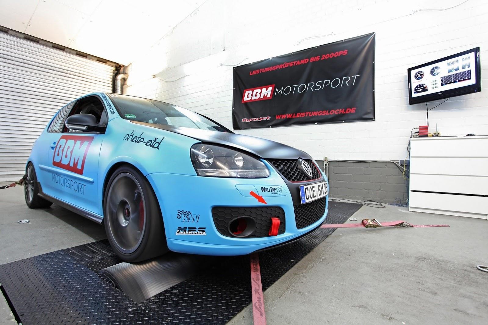 Blue race car on dynamometer