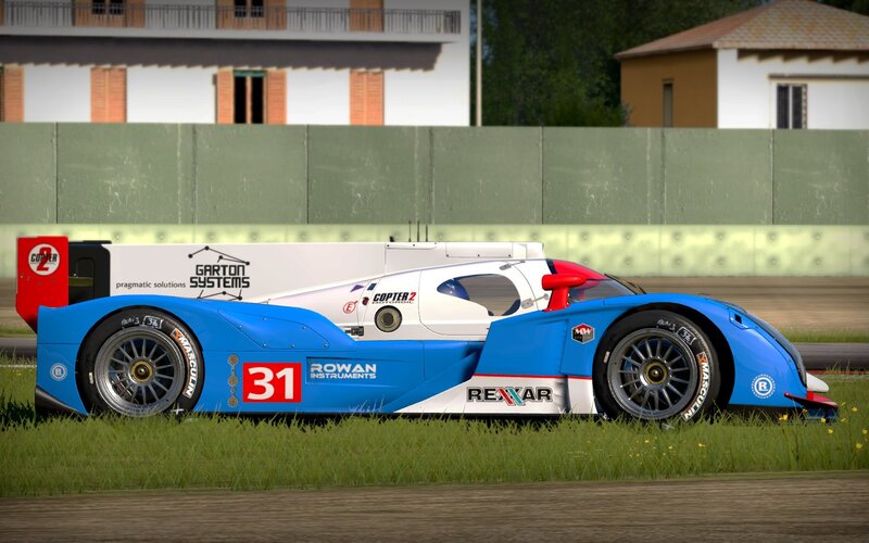 Blue Race Car on Grass — Calm, Afternoon