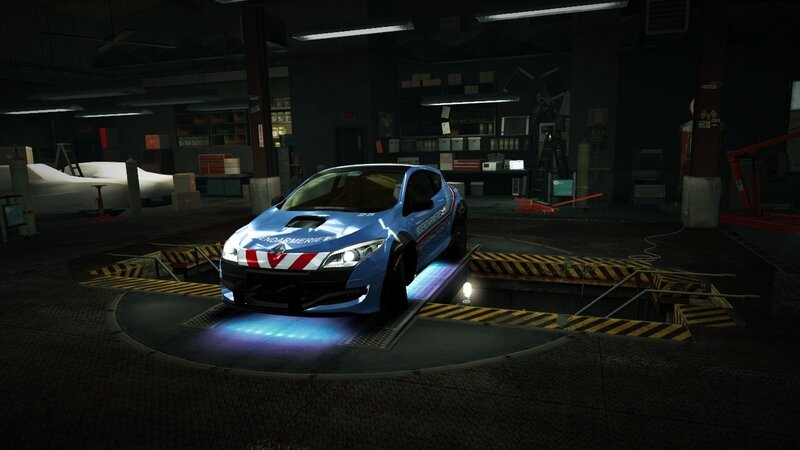Blue Race Car on Lift
