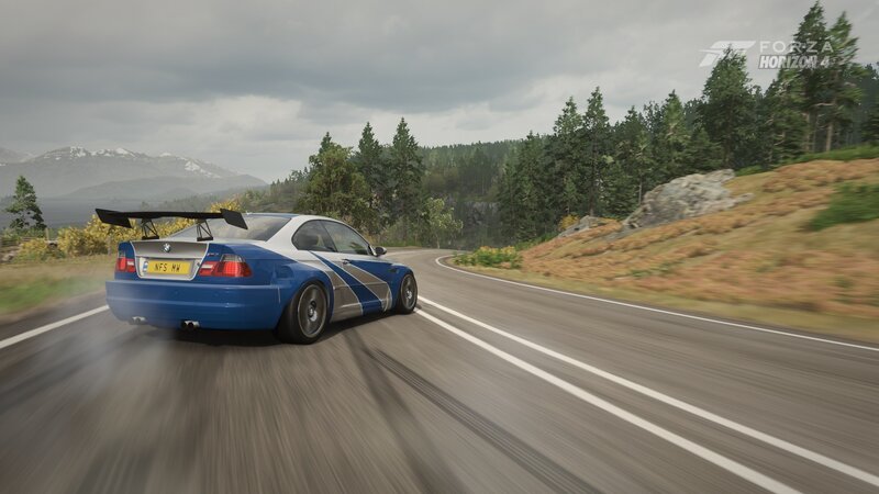 Blue Race Car on Road — Dynamic, Afternoon, 3d Render