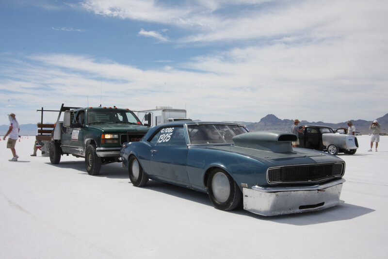Blue Race Car on Salt Flat