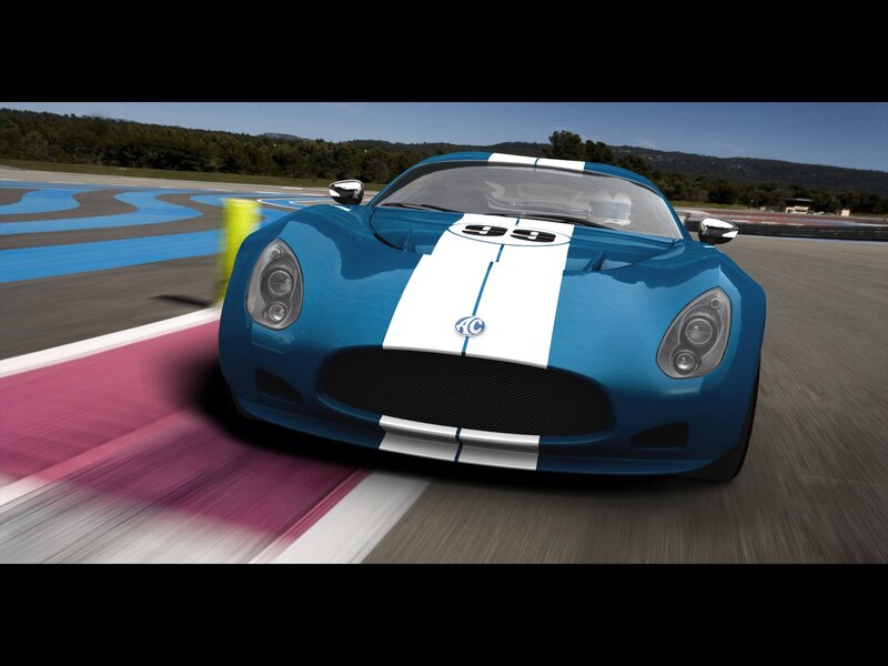 Blue race car on track