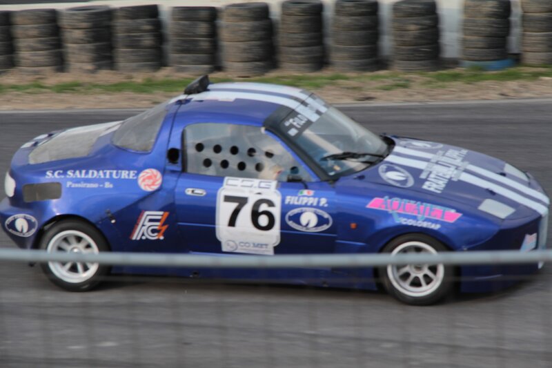 blue race car on track