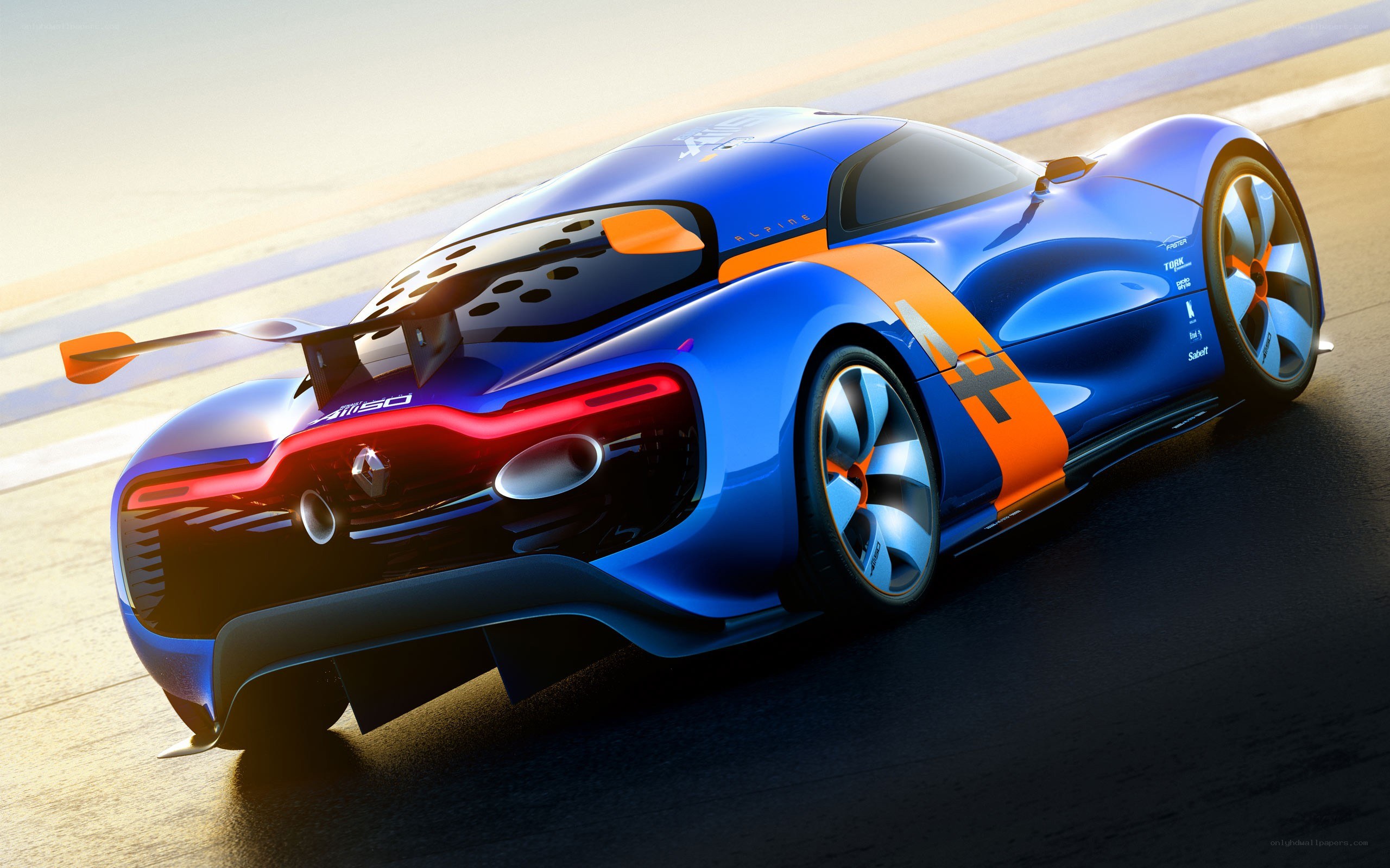 blue race car on track
