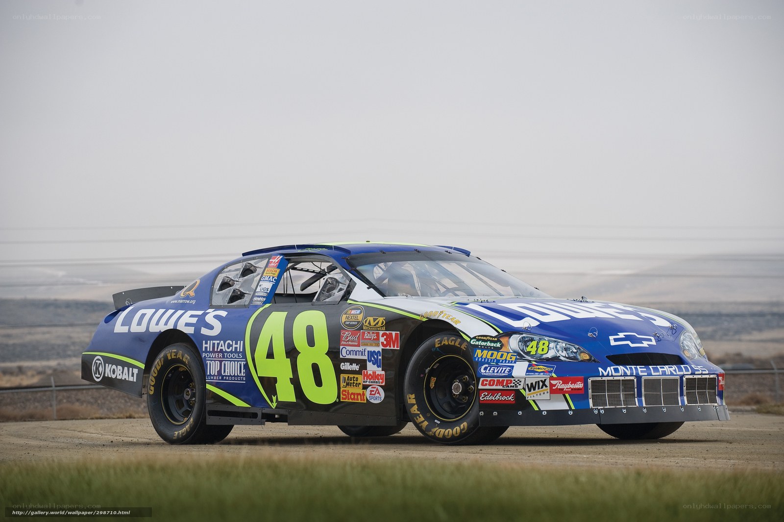 Blue race car on track