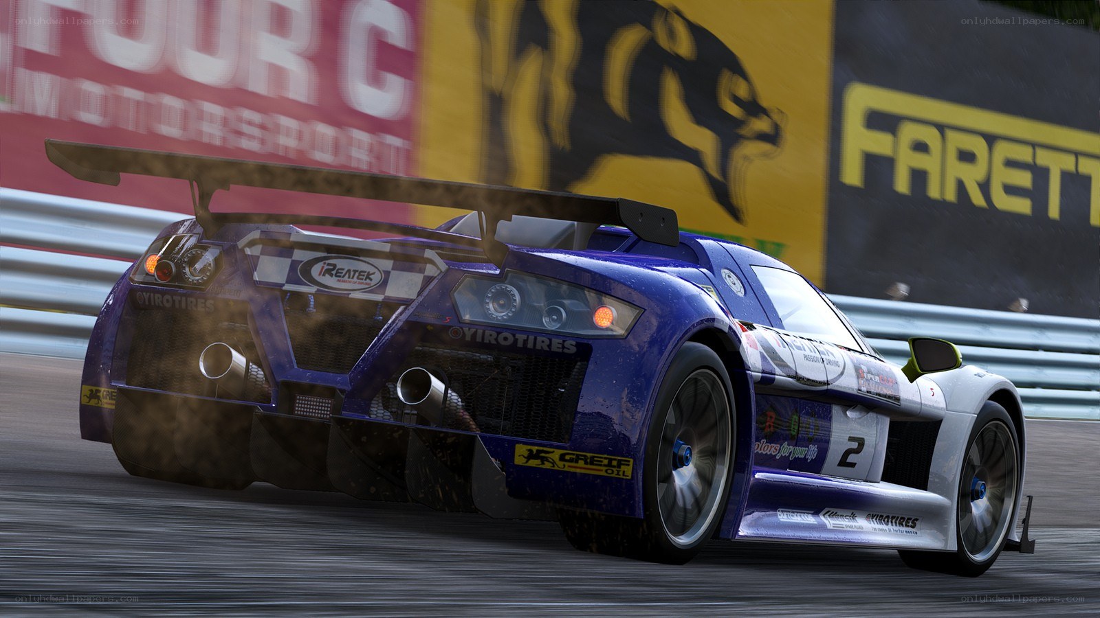 blue race car on track