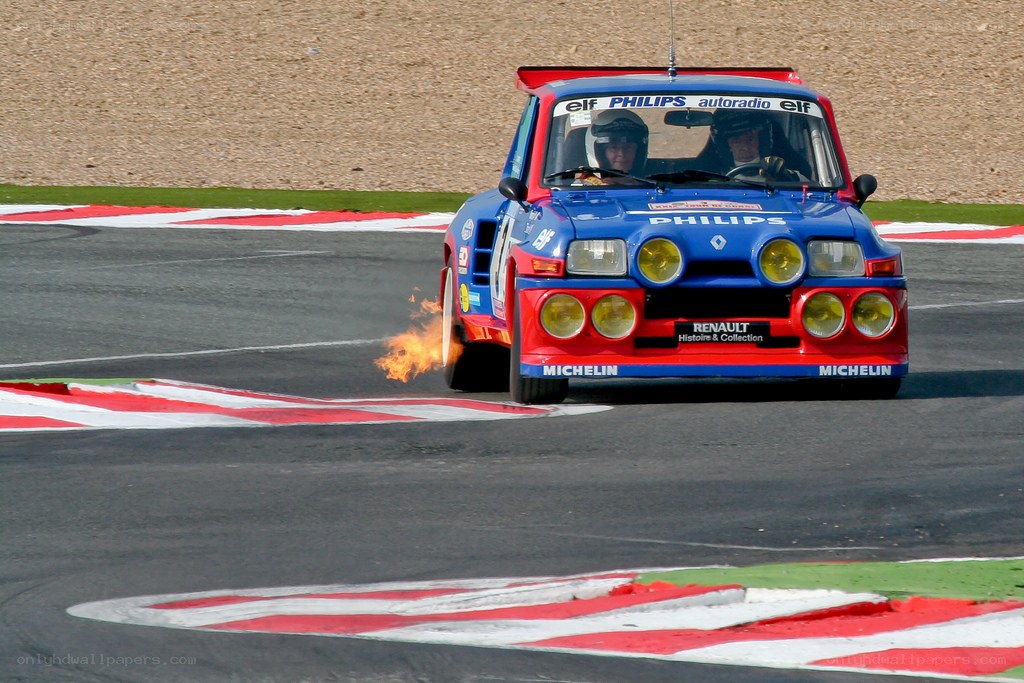 Blue race car on track