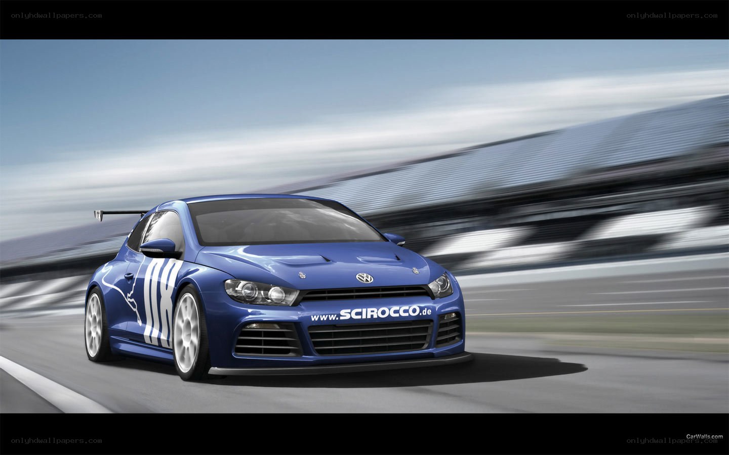 blue race car on track