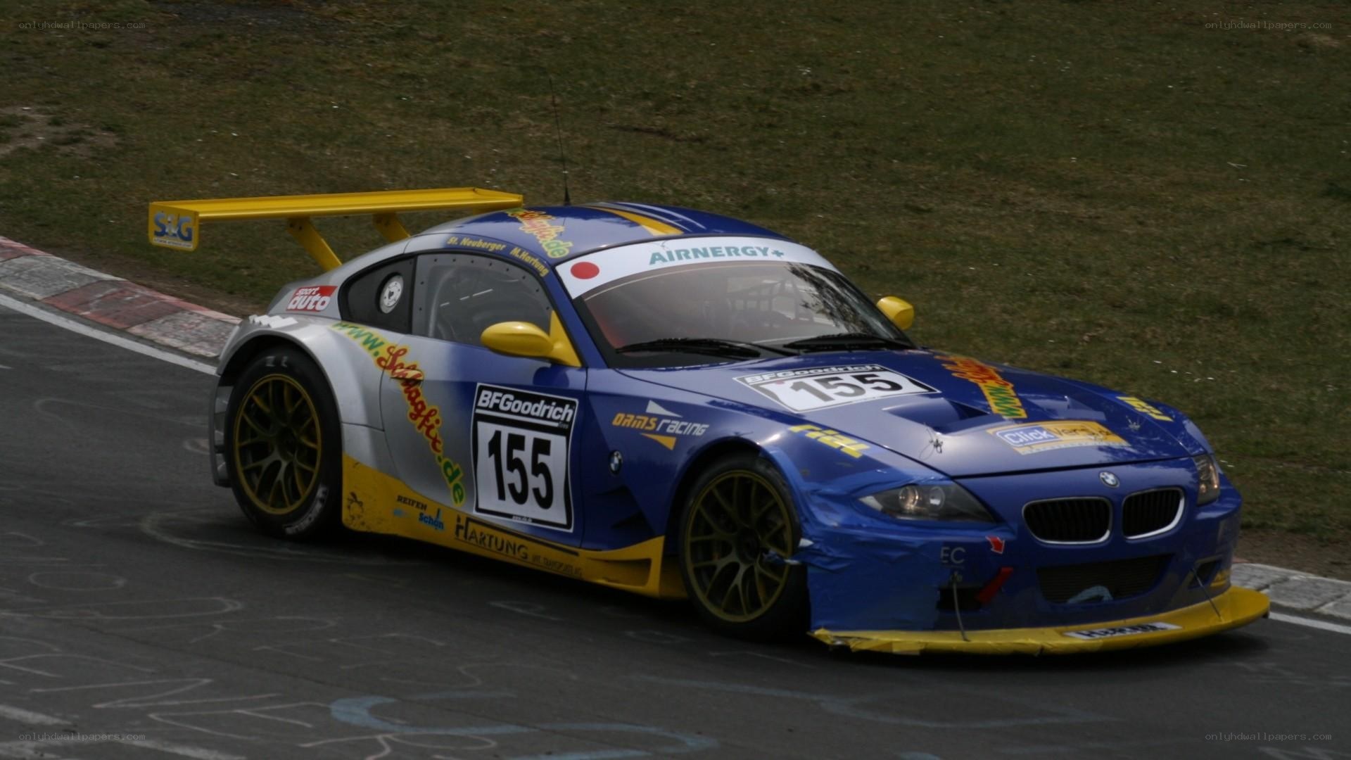 Blue race car on track