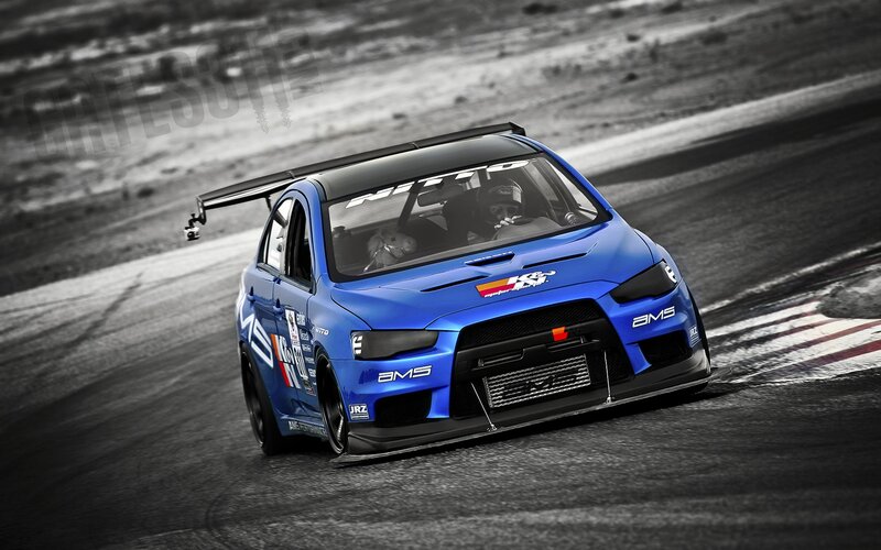 blue race car on track