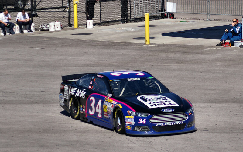 Blue Race Car on Track — Active, Afternoon, Photograph