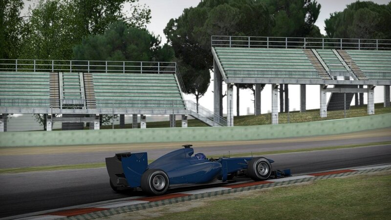 Blue Race Car on Track — Calm, Afternoon, 3d Render