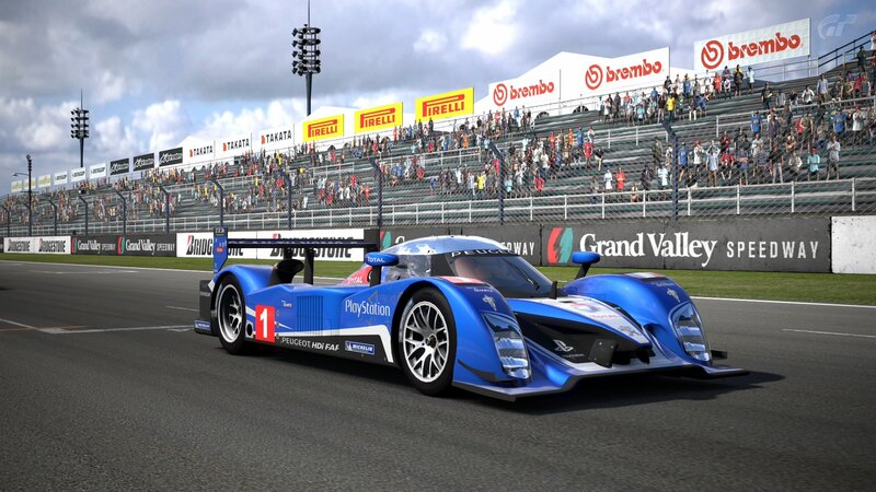 Blue Race Car on Track — Competitive, Afternoon, 3d Render, Crowd