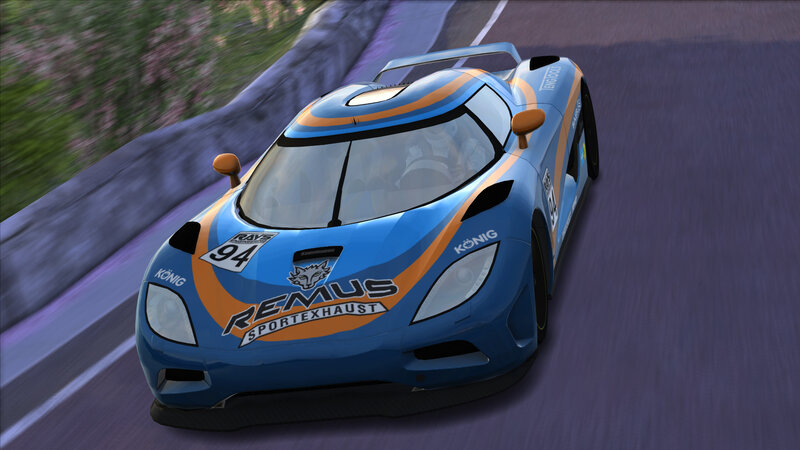 Blue Race Car on Track — Dynamic, 3d Render