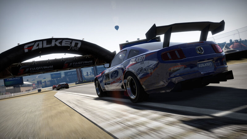 Blue Race Car on Track — Dynamic, Afternoon, 3d Render, Race Car