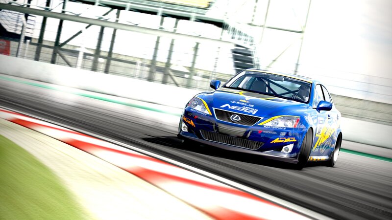 Blue Race Car on Track — Dynamic, Afternoon, 3d Render, Race Track, Gravel