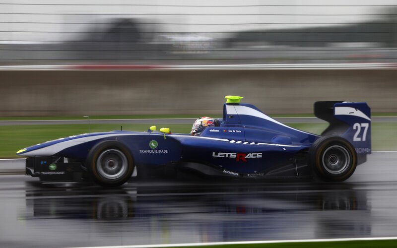 Blue Race Car on Track — Dynamic, Photograph, Driver, Race Track