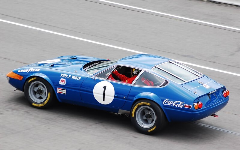 Blue Race Car on Track — Dynamic, Photograph, Driver
