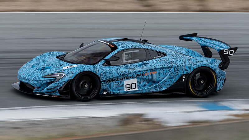 Blue Race Car on Track — Dynamic, Photograph, Race Car, Number 90