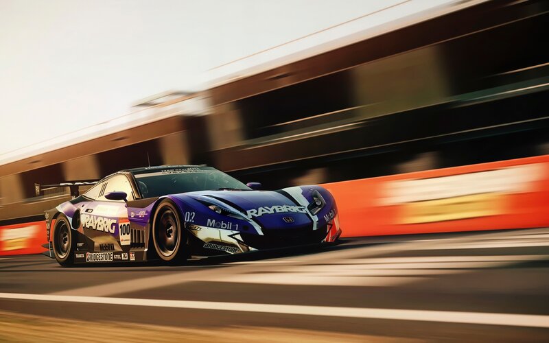 Blue Race Car on Track — Dynamic, Sunset, 3d Render, Race Car