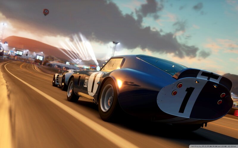 Blue Race Car on Track — Dynamic, Sunset, 3d Render