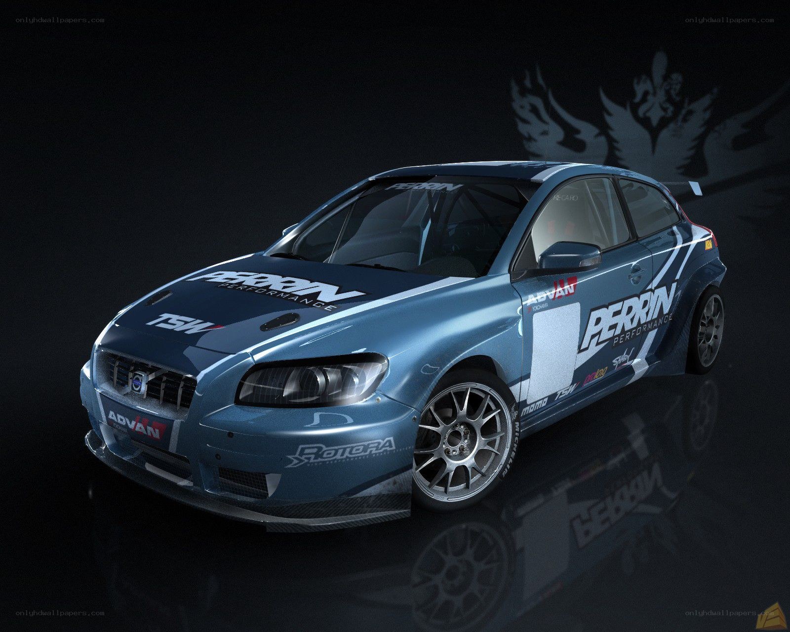 blue race car with decals