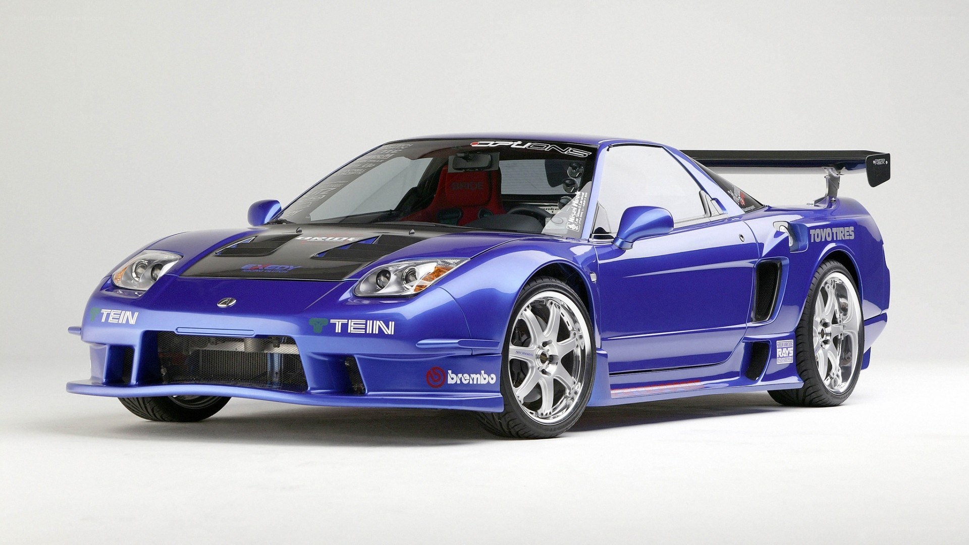 blue race car with decals