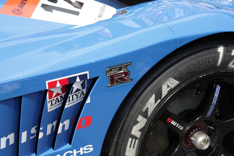 Blue race car with GT-R badge