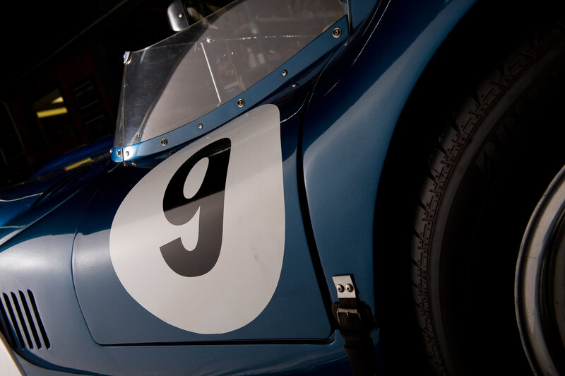 Blue race car with number 9