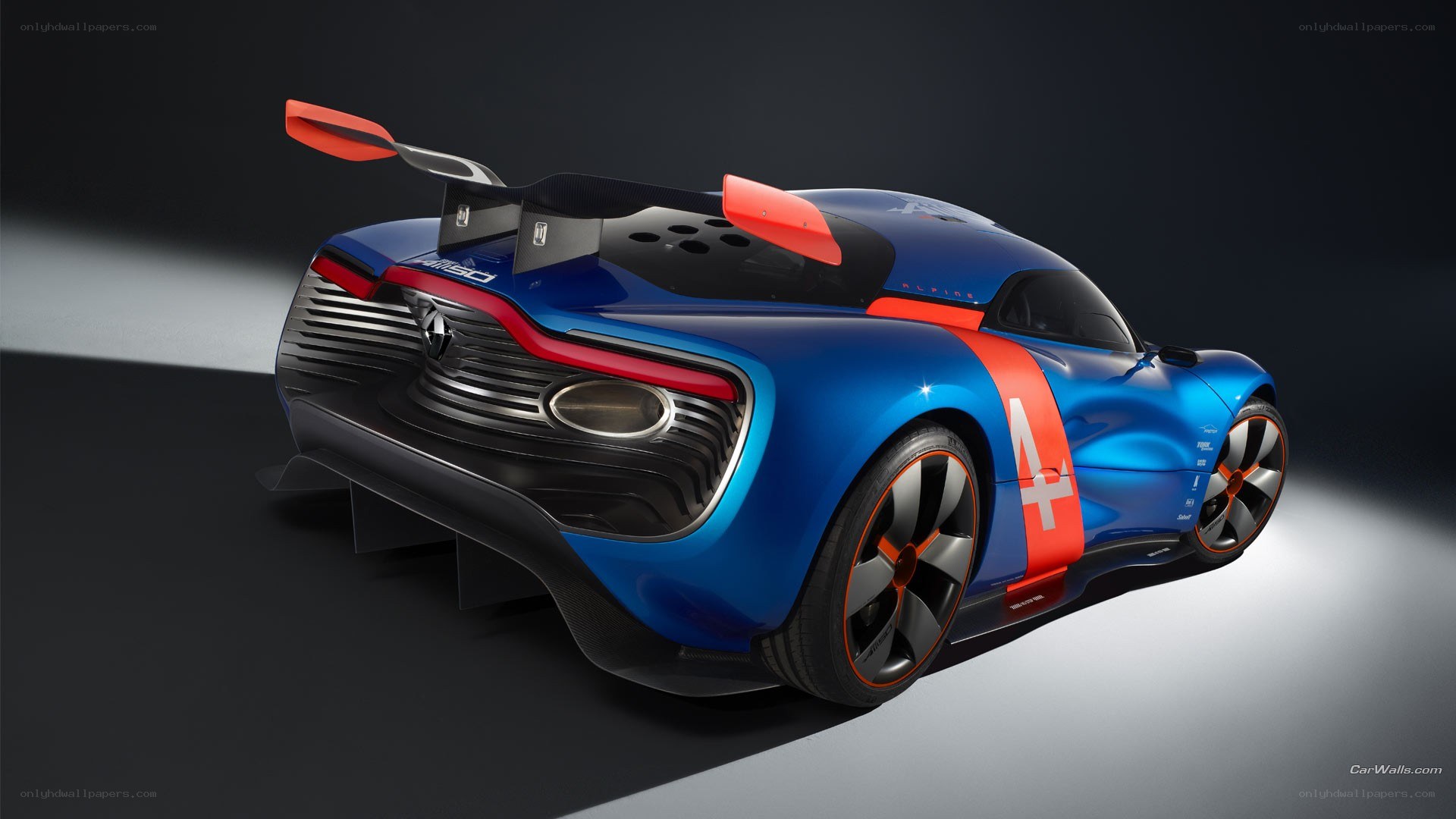 blue race car with number four