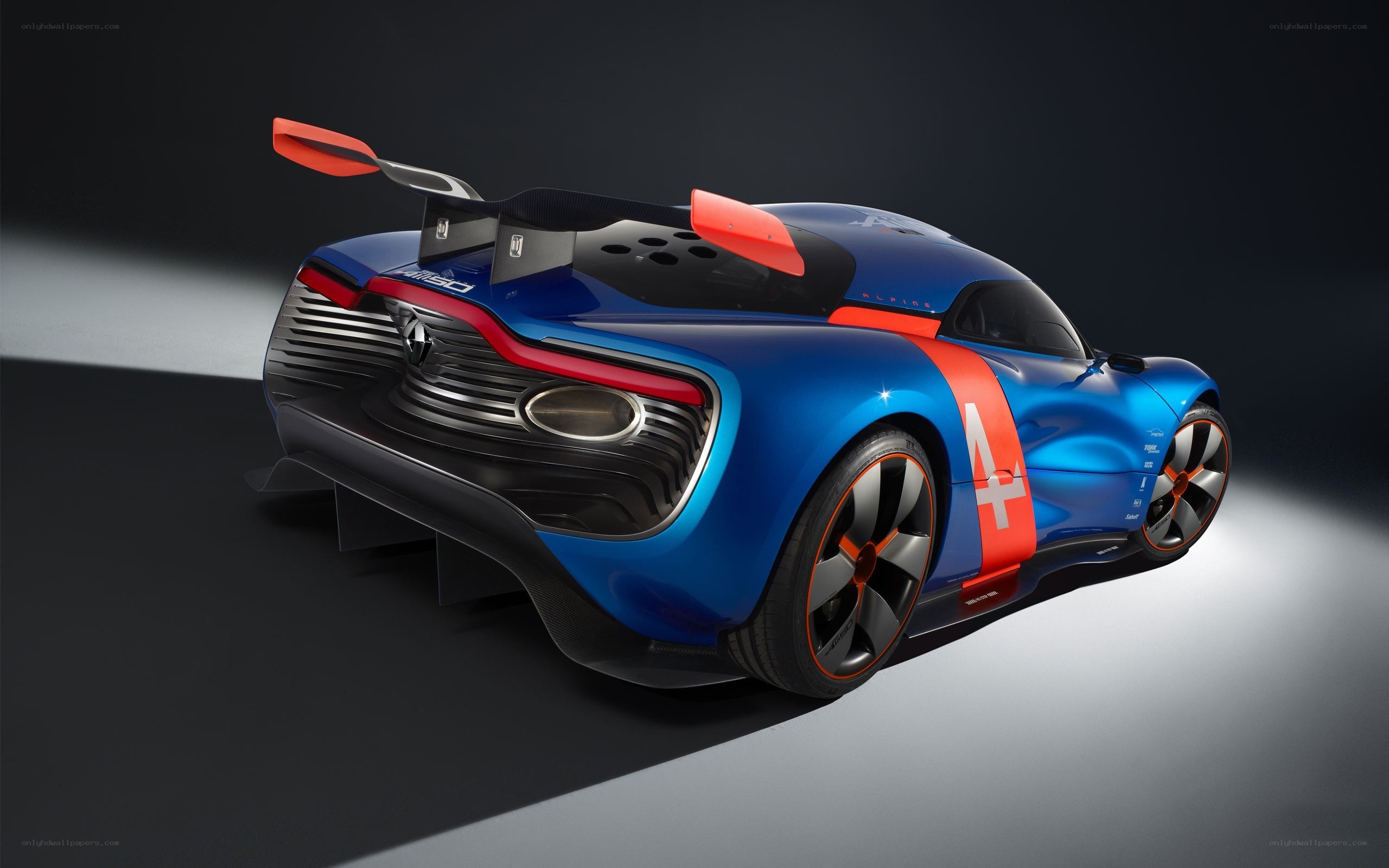 blue race car with number four