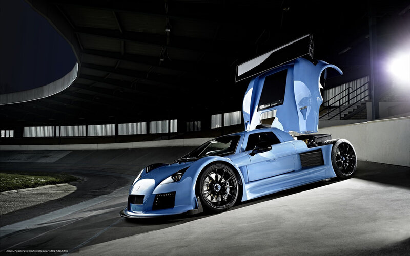 blue race car with open door