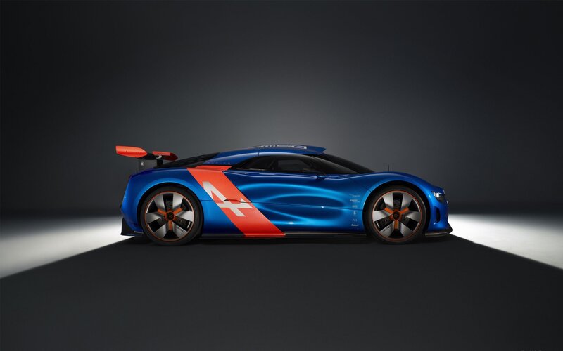 blue race car with red accents