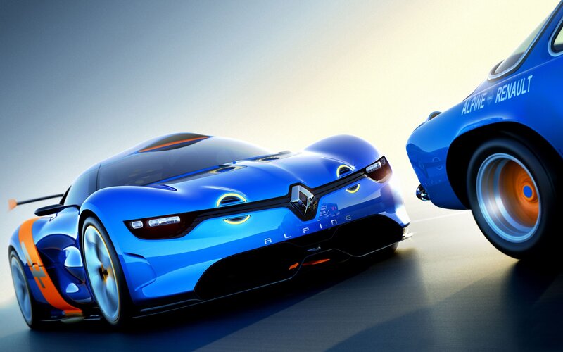 Blue Race Cars — Dramatic, Sunset