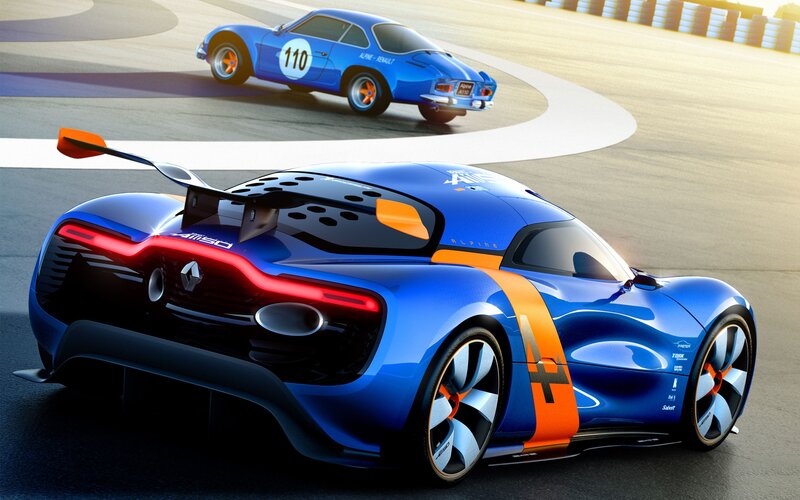 Blue race cars on a track