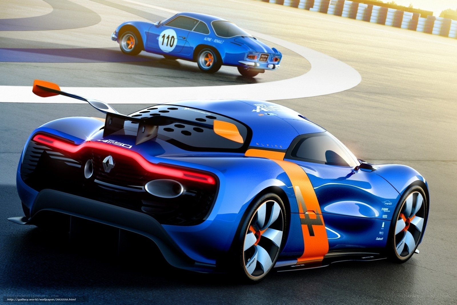 Blue race cars on track