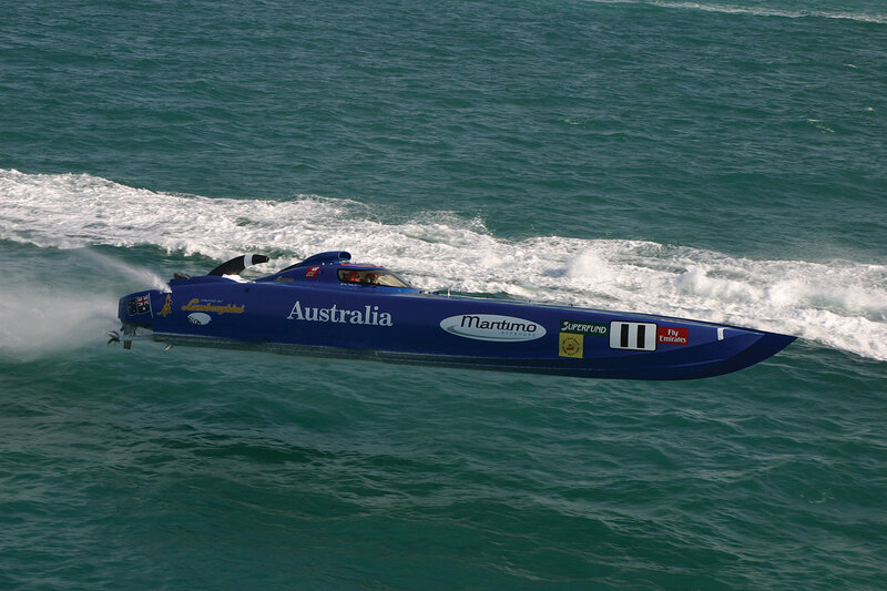 Blue Racing Boat
