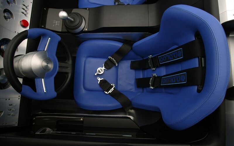 blue racing car interior