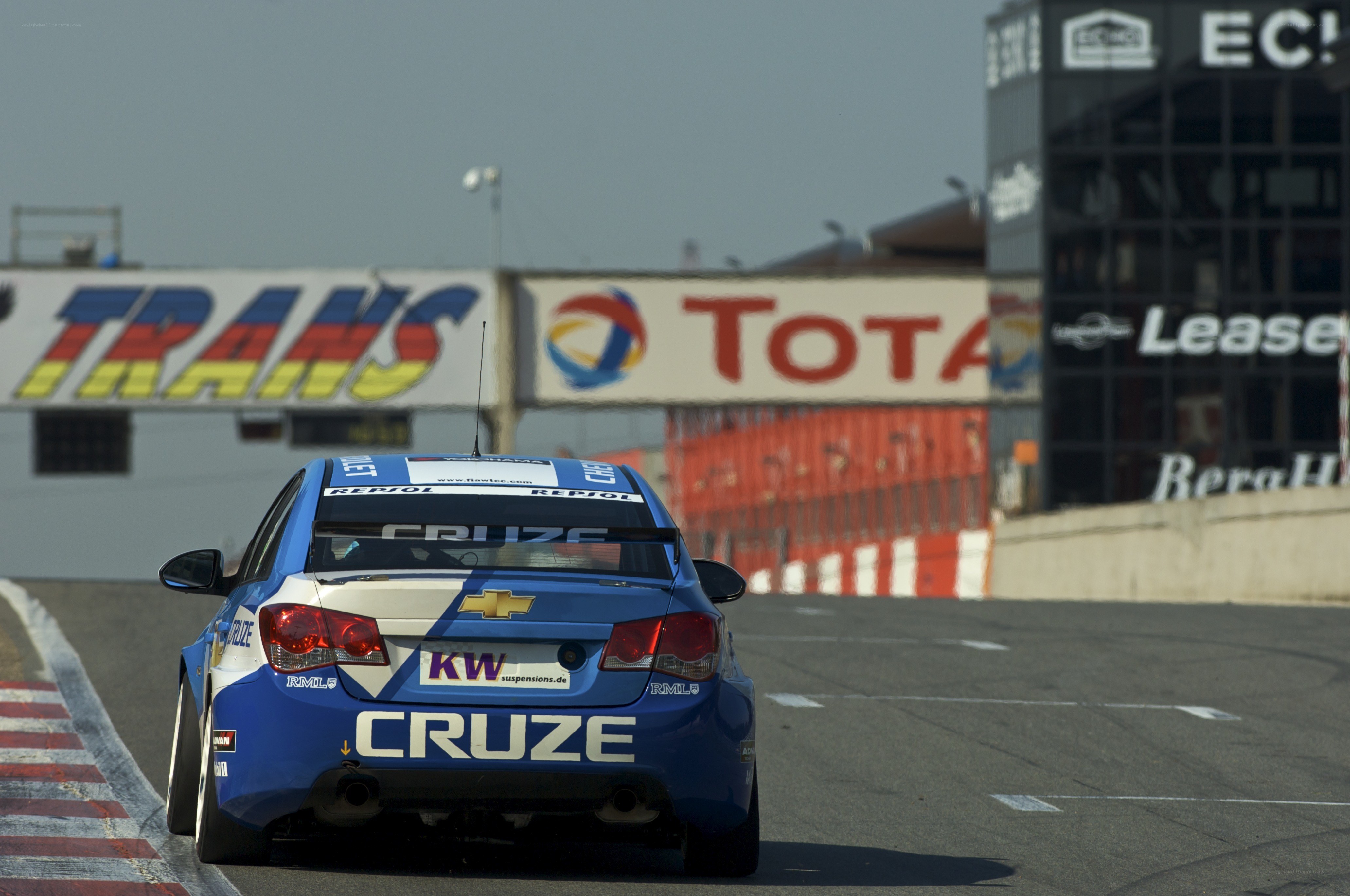 Blue racing car on track