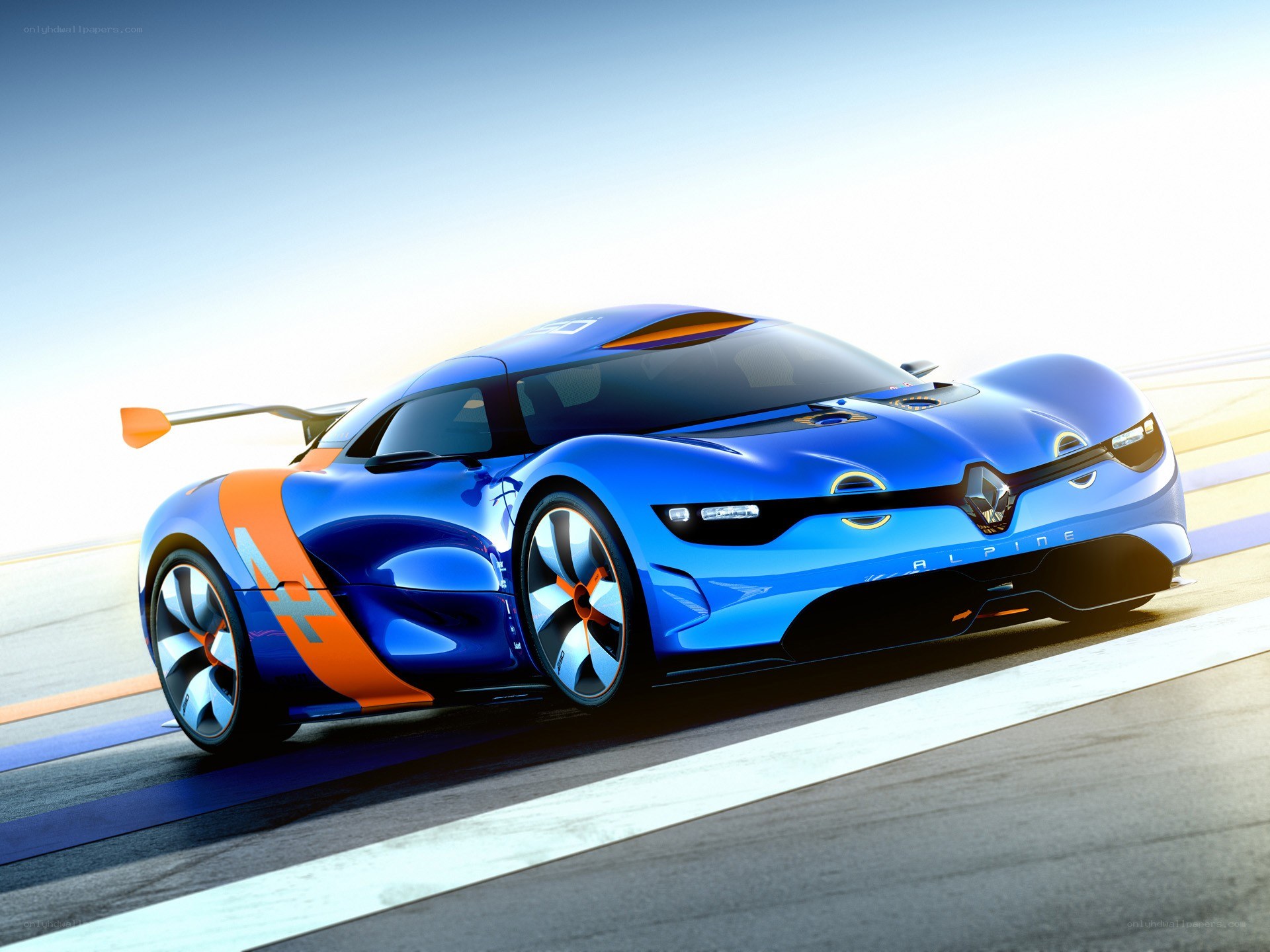 Blue racing car on track