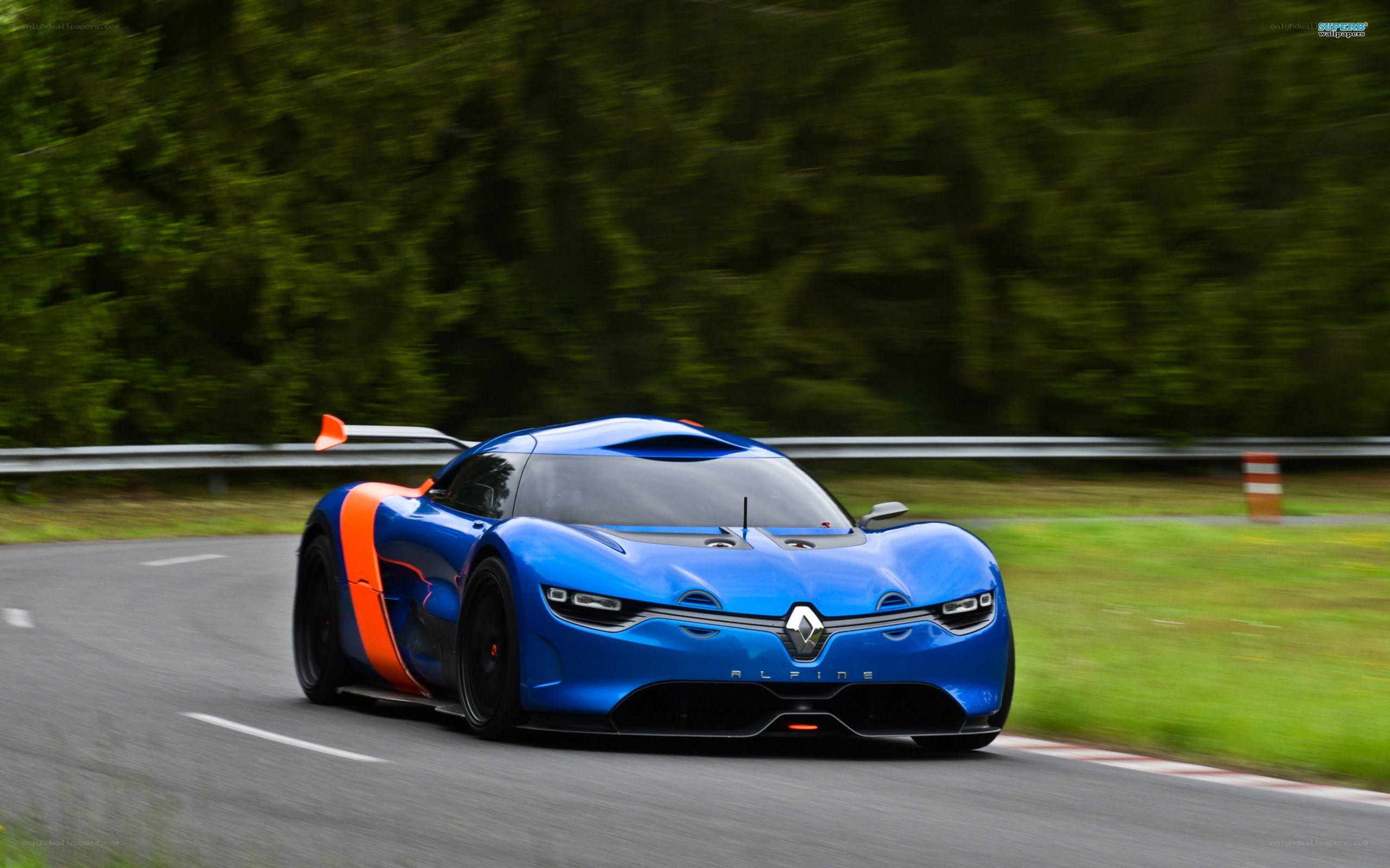 Blue racing car on track